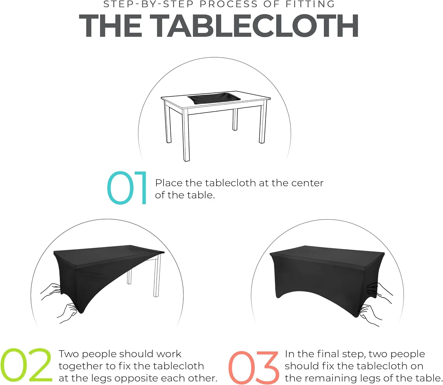 Utopia Kitchen Spandex Tablecloth 2 Pack [6FT, Blue Mist] Tight, Fitted, Washable and Wrinkle Resistant Stretch Rectangular Patio Table Cover for Event, Wedding, Banquet & Parties [72Lx30Wx30H Inch]