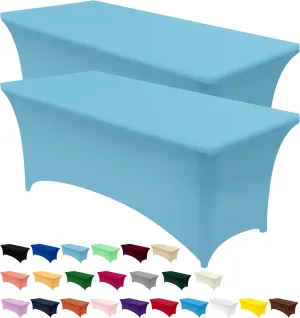 Utopia Kitchen Spandex Tablecloth 2 Pack [6FT, Blue Mist] Tight, Fitted, Washable and Wrinkle Resistant Stretch Rectangular Patio Table Cover for Event, Wedding, Banquet & Parties [72Lx30Wx30H Inch]