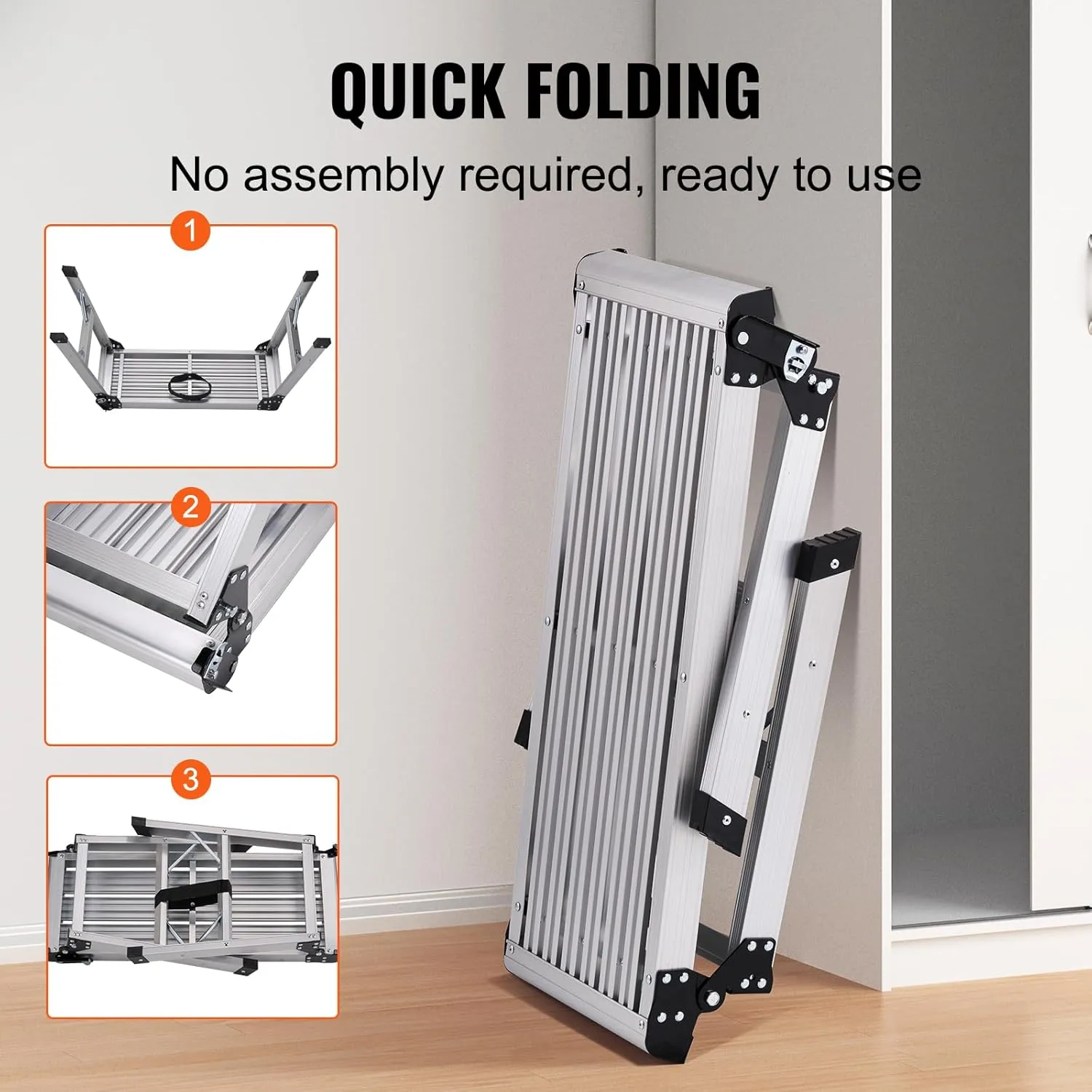 VEVOR Folding Work Platform, 30x12x20 Inch Aluminum Drywall Stool Ladder, 330 lbs Load Capacity Heavy Duty Work Bench w/Non-Slip Feet, Ideal for Washing Vehicles, Cleaning, Painting, Decorating