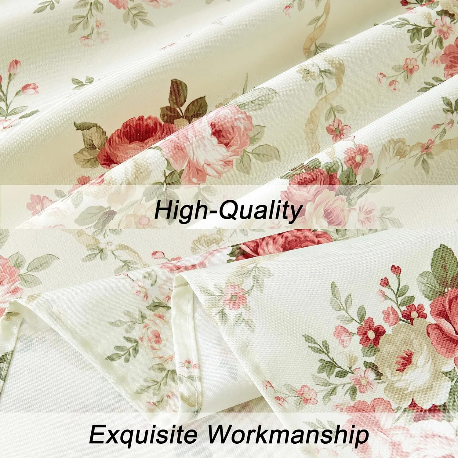 Vintage Floral Rectangle Tablecloth Shabby Chic Flower Table Cloth Spring Table Cover Waterproof for Dinner Kitchen Picnic, Pink, 60x84 Inches
