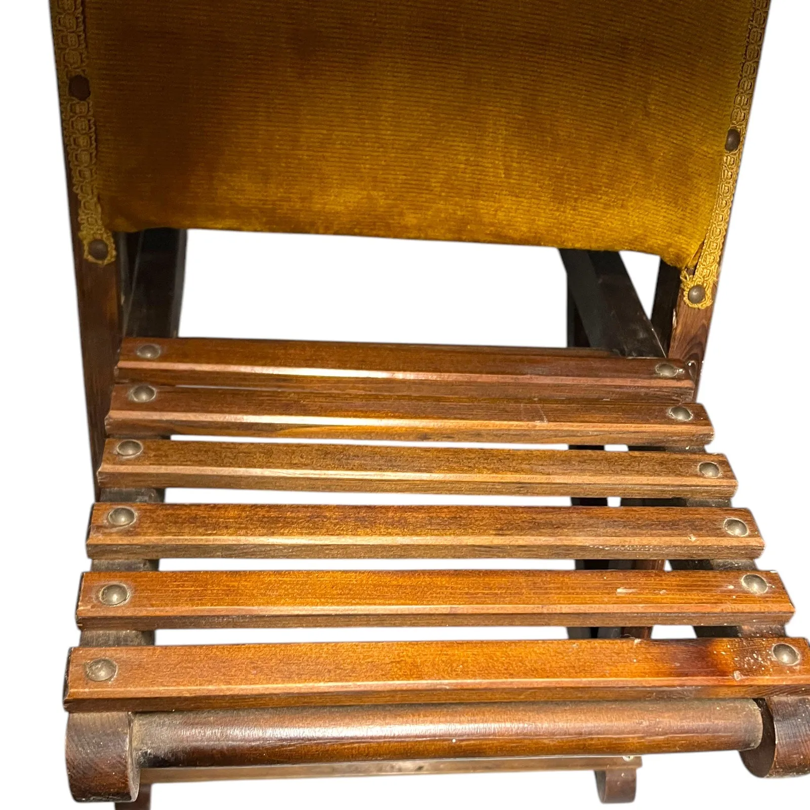 Vintage French Rocking Footstool, Upholstered Folding Gout Stool Footstool (C73)