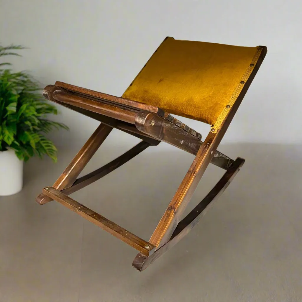 Vintage French Rocking Footstool, Upholstered Folding Gout Stool Footstool (C73)