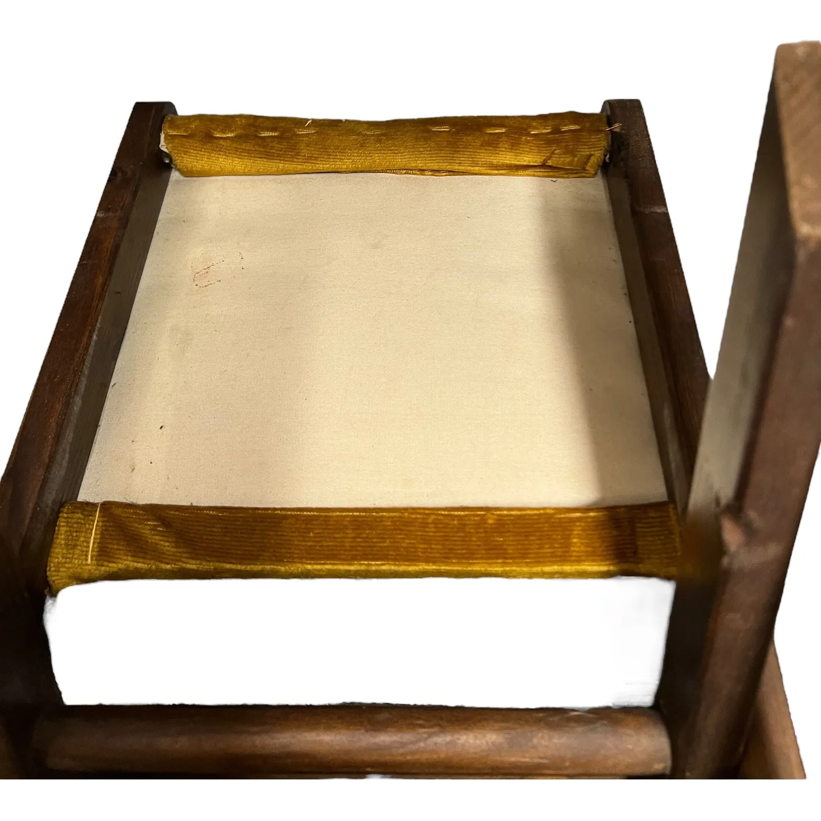 Vintage French Rocking Footstool, Upholstered Folding Gout Stool Footstool (C73)