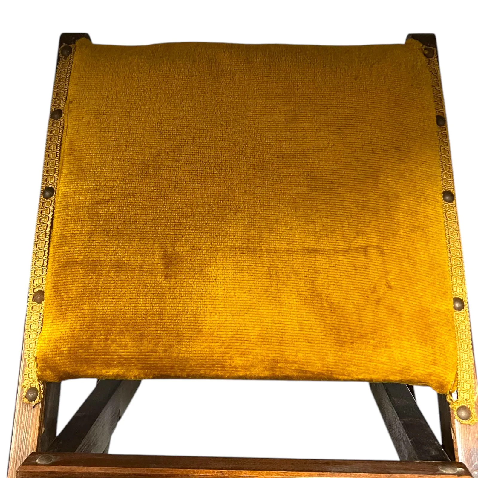 Vintage French Rocking Footstool, Upholstered Folding Gout Stool Footstool (C73)