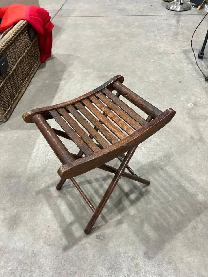 Vintage Wooden Folding Stool