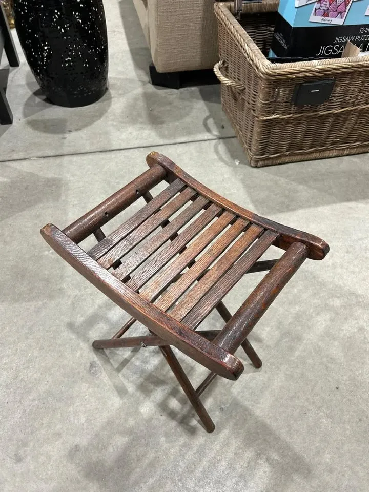 Vintage Wooden Folding Stool