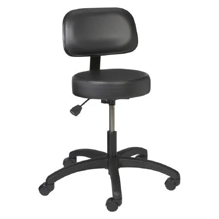 Vinyl Round Series - Exam Stool Adjustable Contoured, Backrest Pneumatic Height Adjustment Dual Wheel Casters Purple Gray - VRBM-3-DUR007