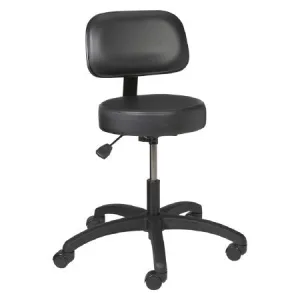 Vinyl Round Series - Exam Stool Adjustable Contoured, Backrest Pneumatic Height Adjustment Dual Wheel Casters Purple Gray - VRBM-3-DUR007