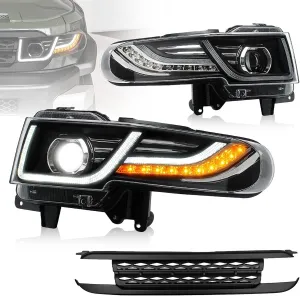VLAND Projector LED Headlight & Black Bumper for Toyota FJ Cruiser SUV 1st Gen 2007-2021 with Sequential Turn Signal & DRL Bars YAA-FJ-0249AH, (Bulbs NOT included Fit H7 /D2H)