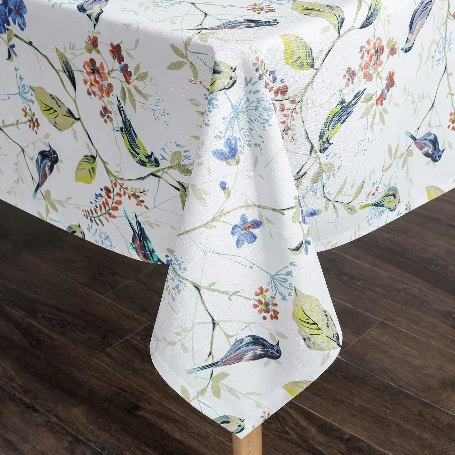 VOGOL Rectangle Tablecloth, Stain and Wrinkle Resistant Washable Linen Table Cloth, Floral and Birds Print Decorative Tabletop for Dining Table Buffet Parties and Camping,52x70