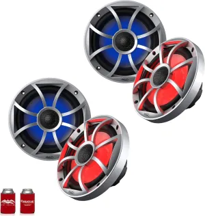 Wet Sounds OE-65ic-S-RGB 6.5" OEM Replacement Speakers with Silver Grill and RGB Lighting 2 Pair
