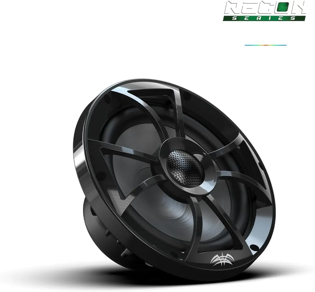 wet sounds | Recon 8-BG RGB | High Output Component Style 8" Marine Coaxial Speakers with Black Grille and RGB Backlighting