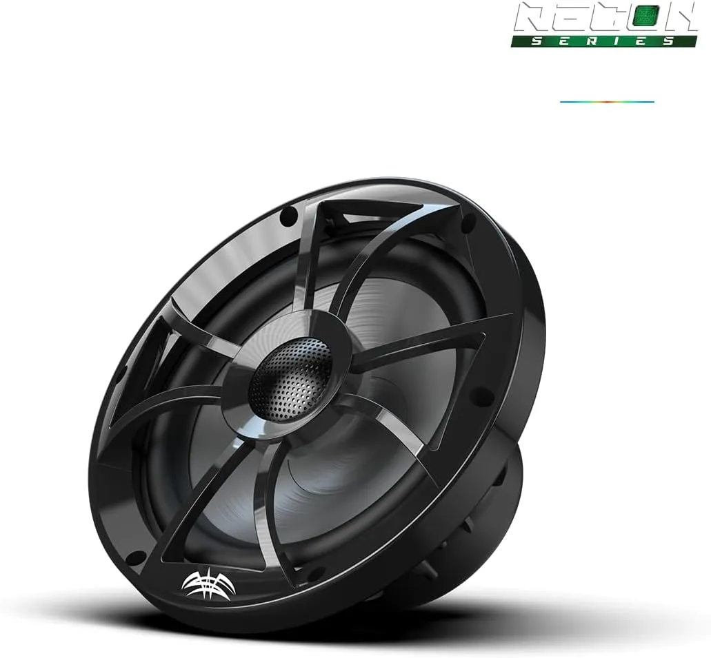 wet sounds | Recon 8-BG RGB | High Output Component Style 8" Marine Coaxial Speakers with Black Grille and RGB Backlighting