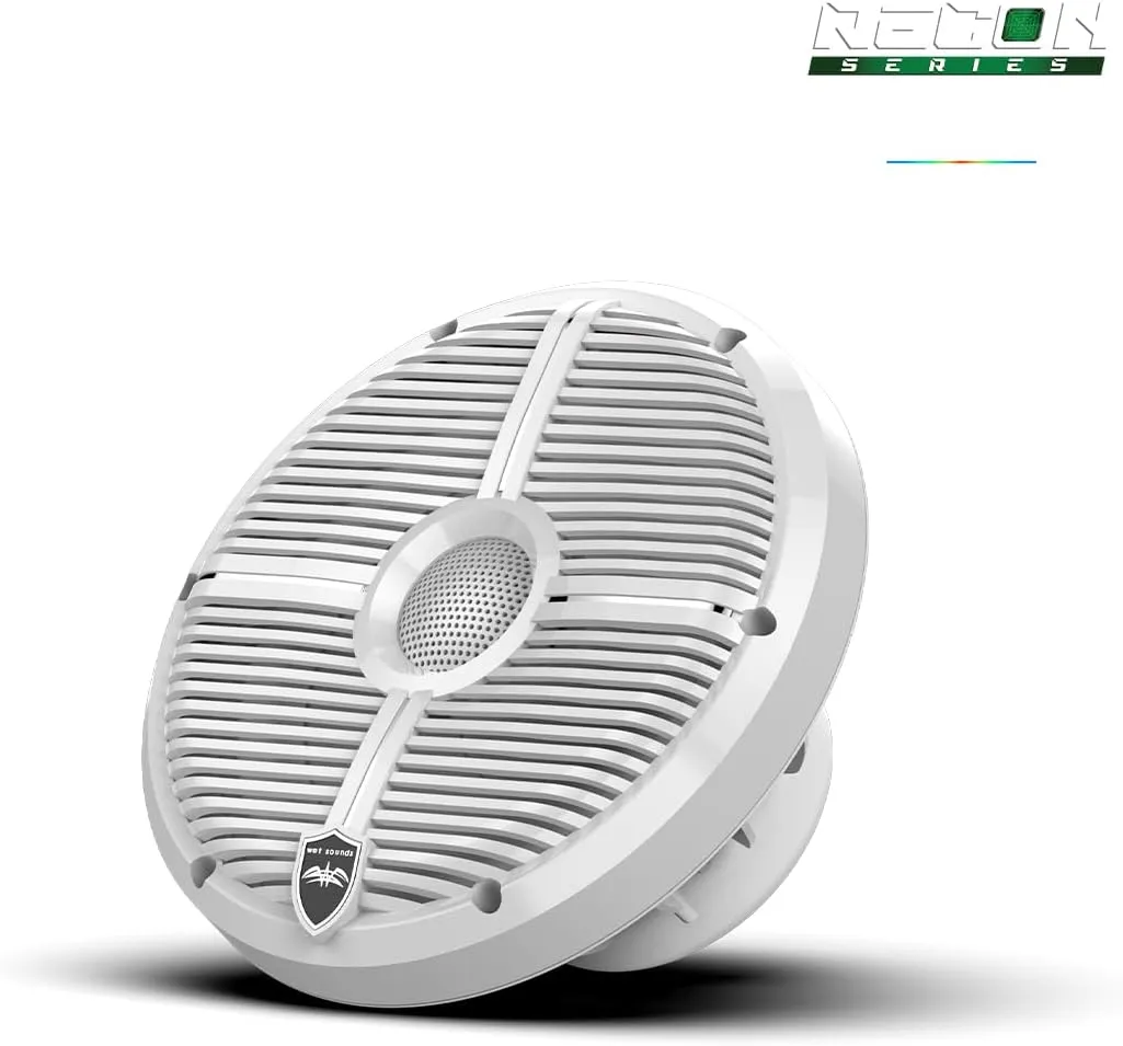wet sounds | Recon 8 XW-W RGB | High Output Component Style 8" Marine Coaxial Speakers with White Grille and RGB Backlighting
