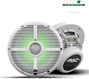 wet sounds | Recon 8 XW-W RGB | High Output Component Style 8" Marine Coaxial Speakers with White Grille and RGB Backlighting