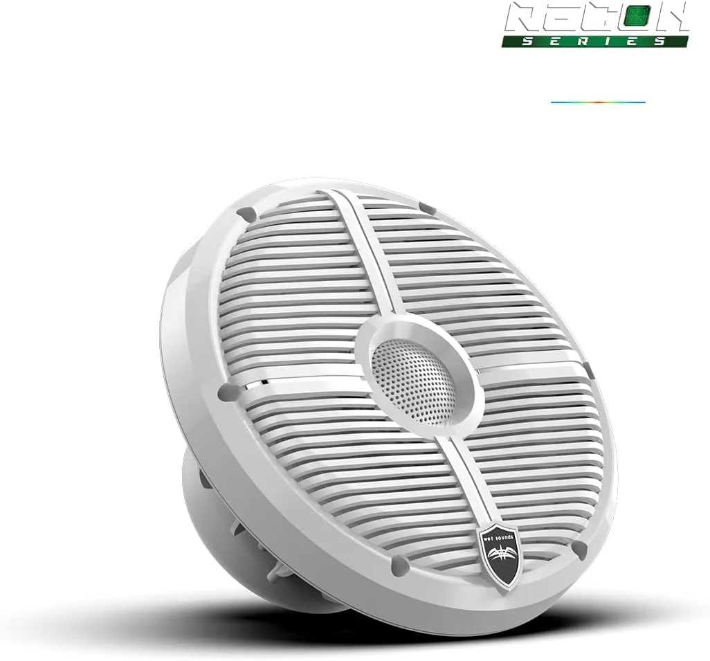 wet sounds | Recon 8 XW-W RGB | High Output Component Style 8" Marine Coaxial Speakers with White Grille and RGB Backlighting