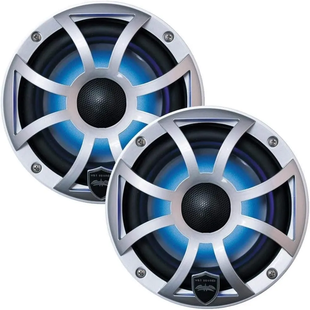 wet sounds | REVO 6 XS-S V3 | High Output Component Style 6.5" Marine Coaxial Speaker with RGB Backlighting and Open Faced Silver Grille