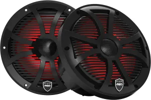 Wet Sounds REVO 8 SW-B V3 - Revolution Series 8" Marine Coaxial Speakers with Black SW Grilles, Pair (Certified Refurbished)