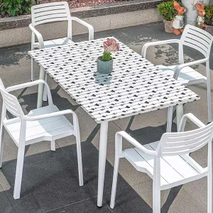 White Charcoal Elastic Tablecloth Monochrome Bohema Ornaments Picnic Fitted Tablecloth Rectangle Table Cover,for 4 Foot Tables Arrows