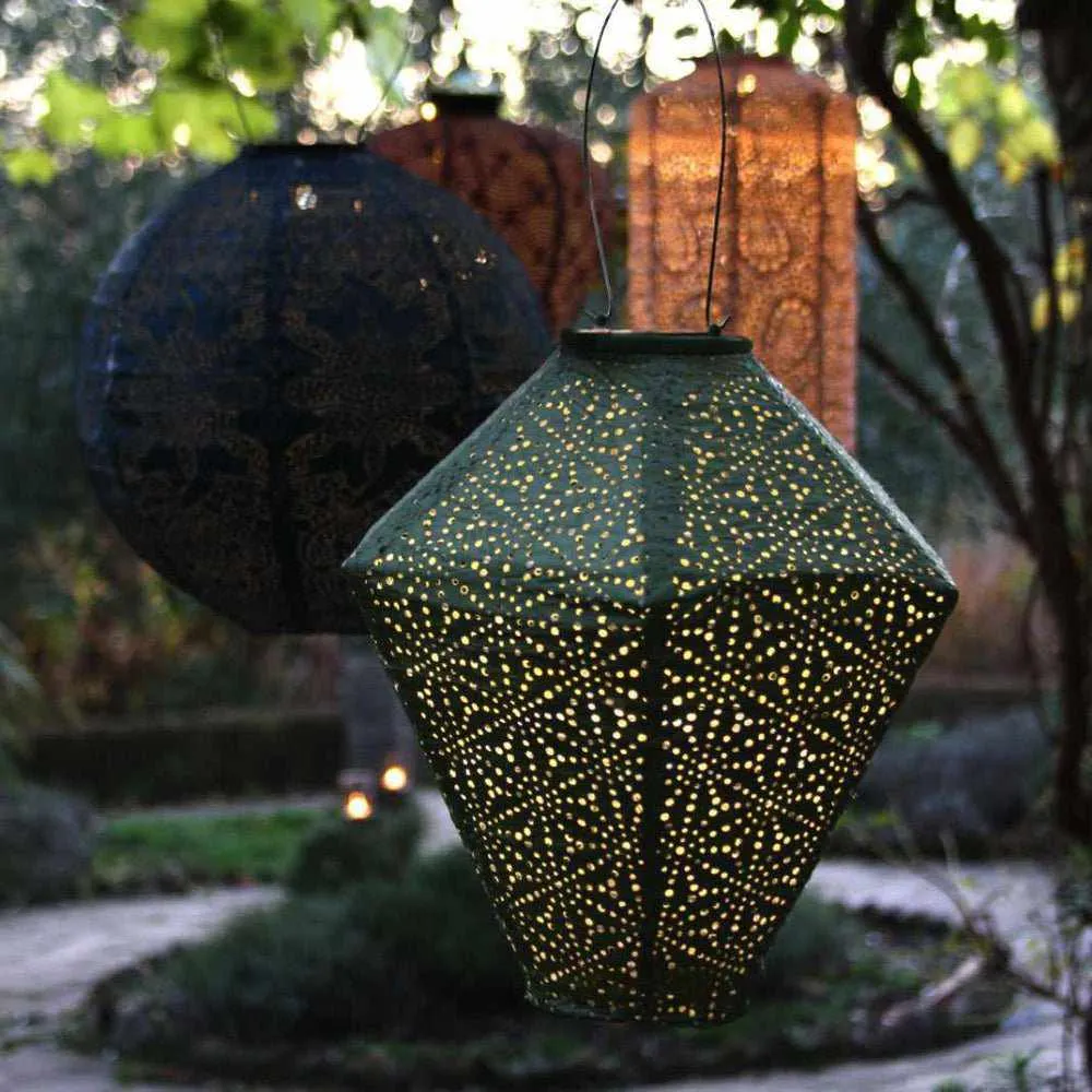x3 Solar Lanterns Diamond Balloon Cylinder