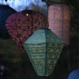 x3 Solar Lanterns Diamond Balloon Cylinder
