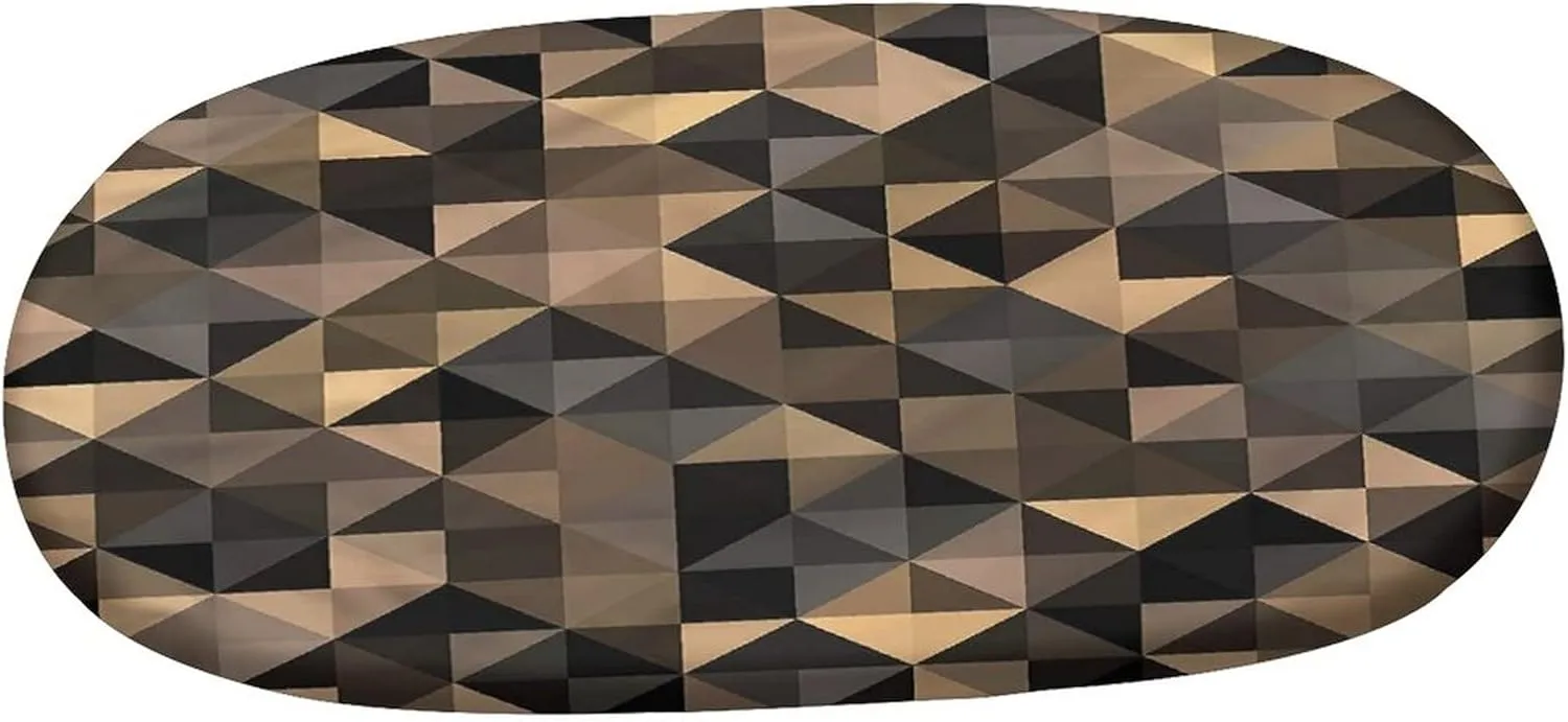 XISUNYA Fitted Oval Tablecloth, Contemporary Elasticized Polyester Table Cover,Diamonds Triangles Print Fitted Table Cloth, Fits Oval Tables up to 42" x 60", for Summer Autumn Indoor & Outdoor