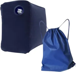 XL Inflatable FootRest Leg Rest Travel Pillow; Kid Child Toddler Plane Bed, 1 Footstool with 1 Drawstring Bag. Ideal for Airplane, Car, Home, Office, RV, Camp, Car Pet Bed.