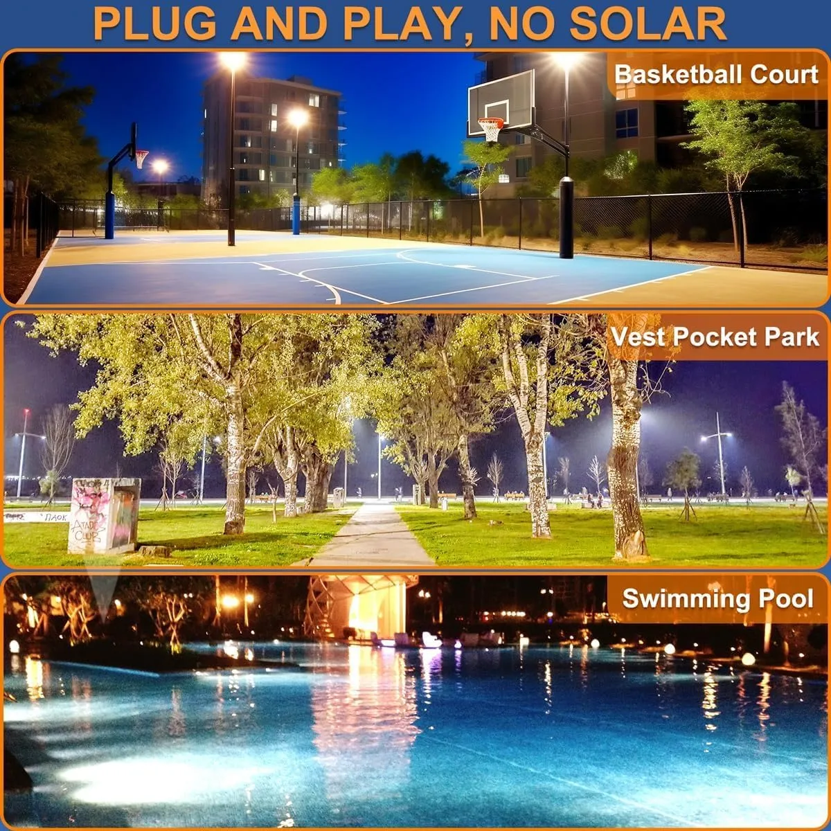 XXBSAZ 2 Pack 100W Flood Lights Outdoor Convertible IP66 Water-Proof Outdoor Light for Backyard,Garage,BBQ Area,Parking Lot,Pool