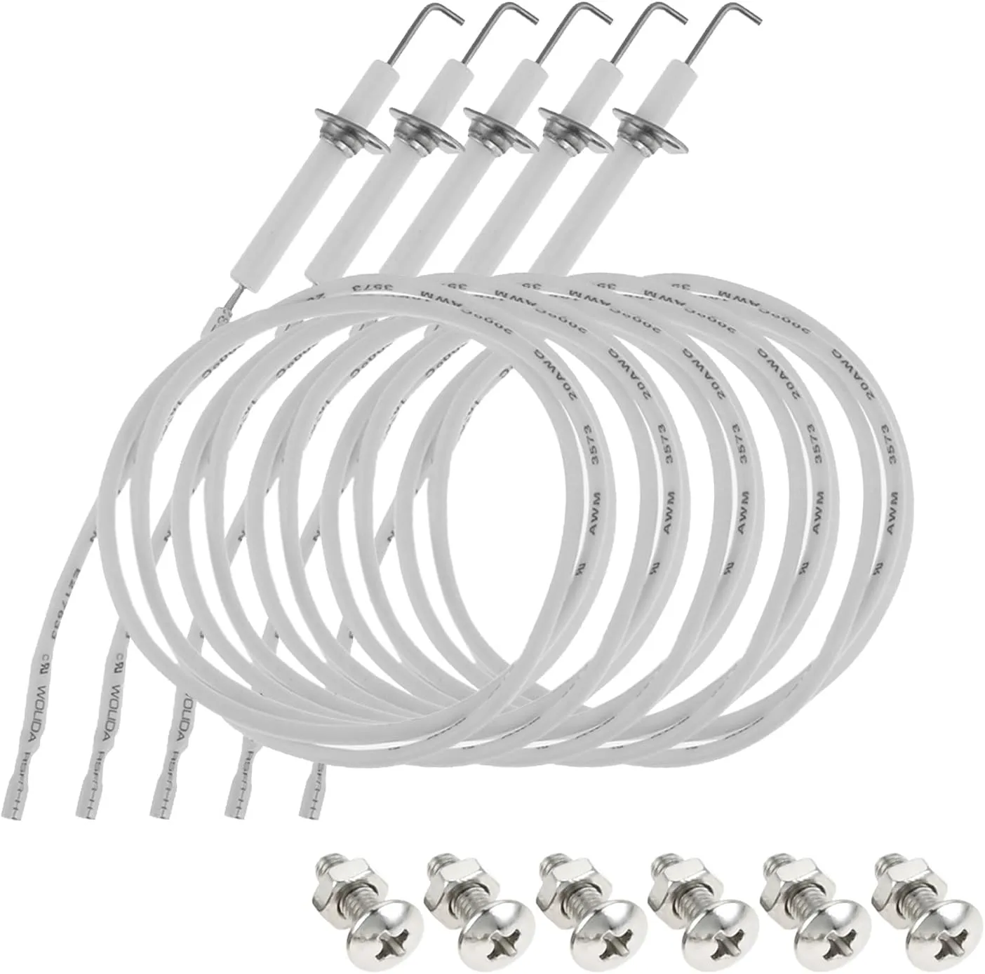 Yetaha 5PCS Grill igniter Wire Kit & Ceramic Electrode Replacement Parts for BBQ Grillware, Charbroil and Others Gas Grill Models, Fit for Vermont Castings/Jenn Air/Backyard Grill/Dyna-Glo/Chargriller