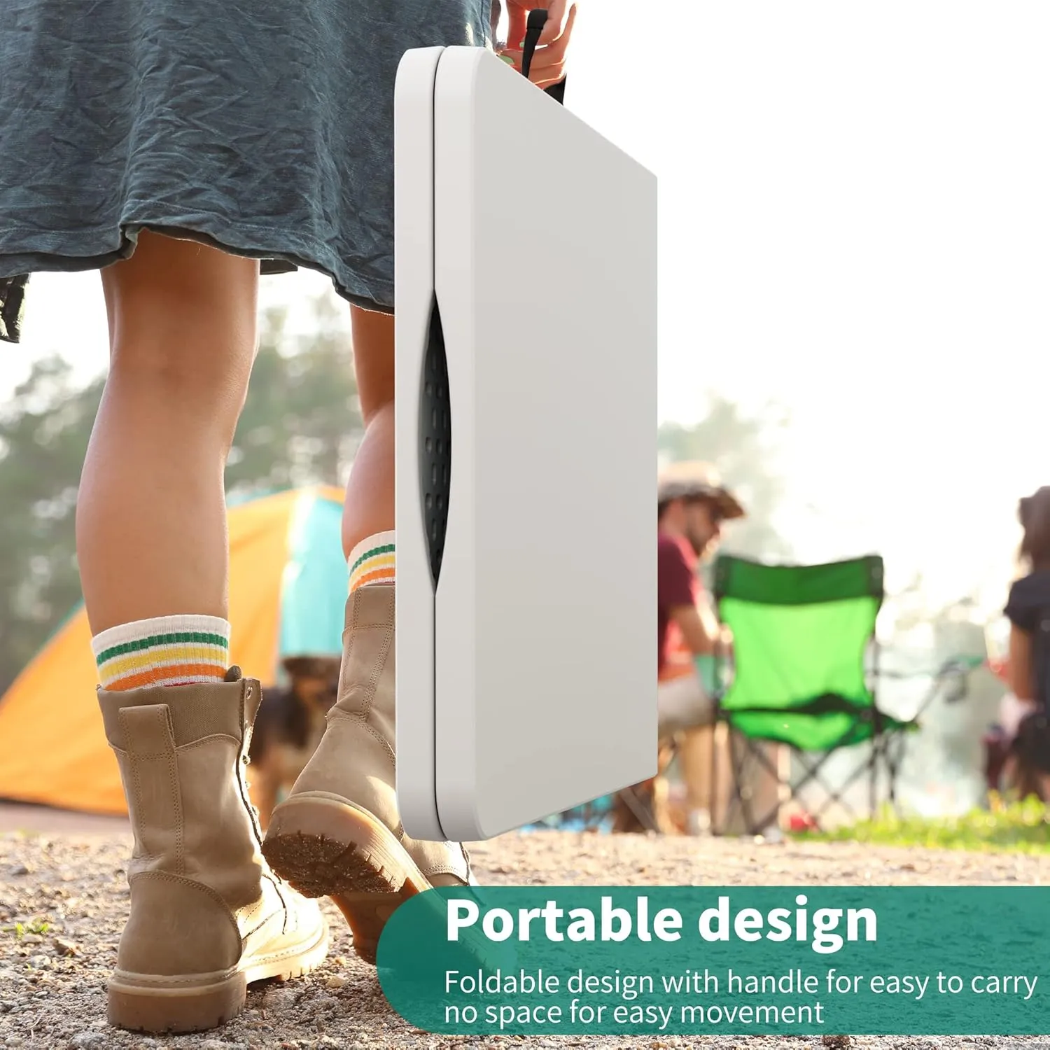 YITAHOME Heavy-Duty 6ft Folding Table with Handle, Portable Rectangle Folding Table for Easy Storage, Ideal for Outdoors Camping, Picnics, Parties & Indoor Events, White