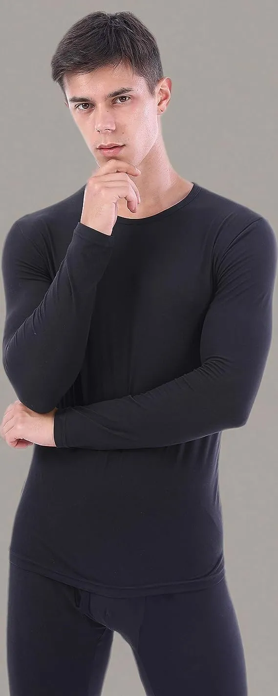 YUSHOW 2 Pack Men's Thermal Underwear Tops Long Sleeve Warm Thermal Shirts for Men Ultra Soft Base Layer