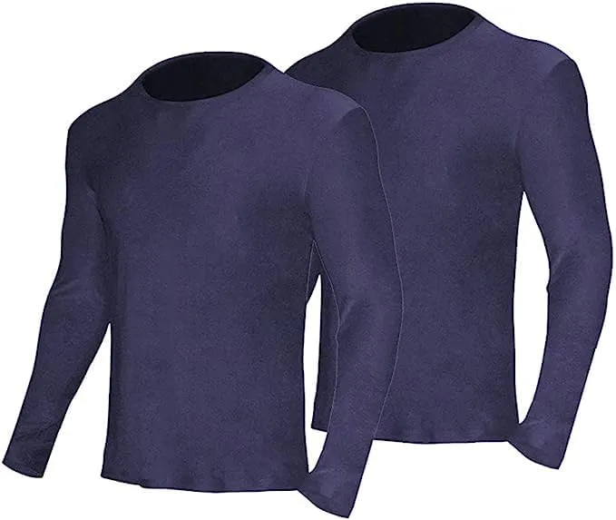 YUSHOW 2 Pack Men's Thermal Underwear Tops Long Sleeve Warm Thermal Shirts for Men Ultra Soft Base Layer