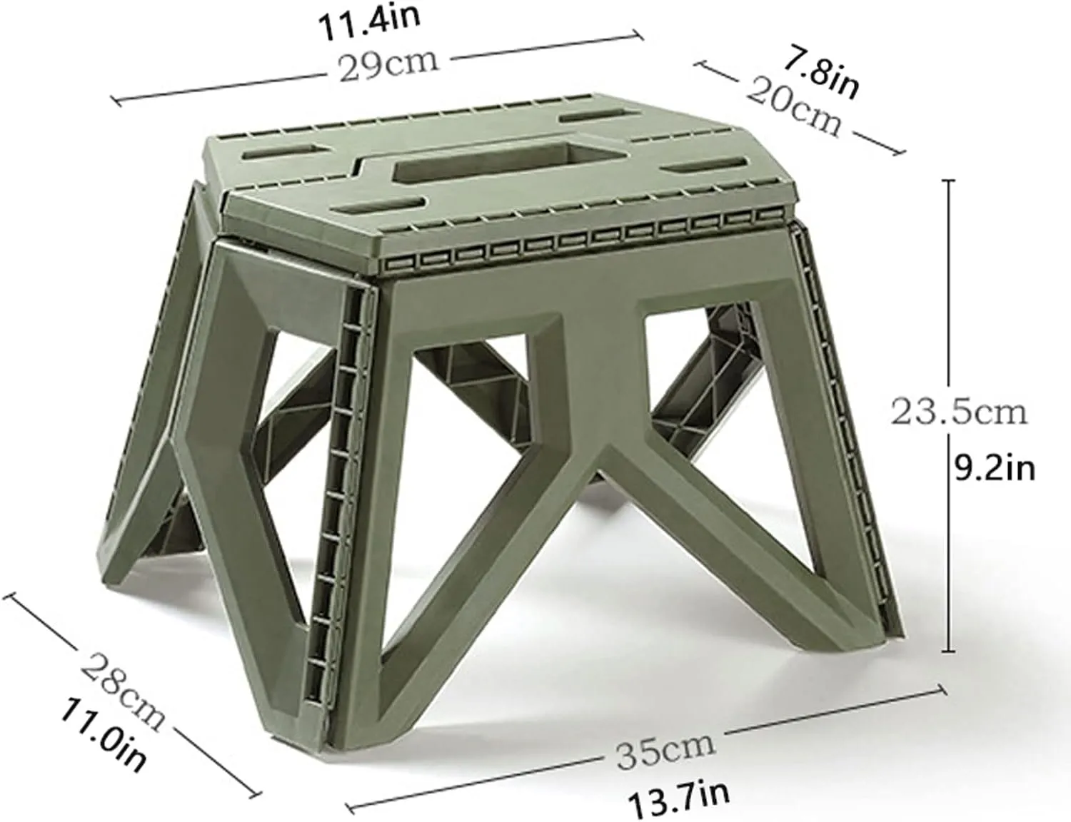 ZABEES Foot Rest Stool Japanese-Style Portable Outdoor Folding Stool High Load-Bearing Reinforced Pp Plastic Triangle Stool for Camping Fishing Padded Seat