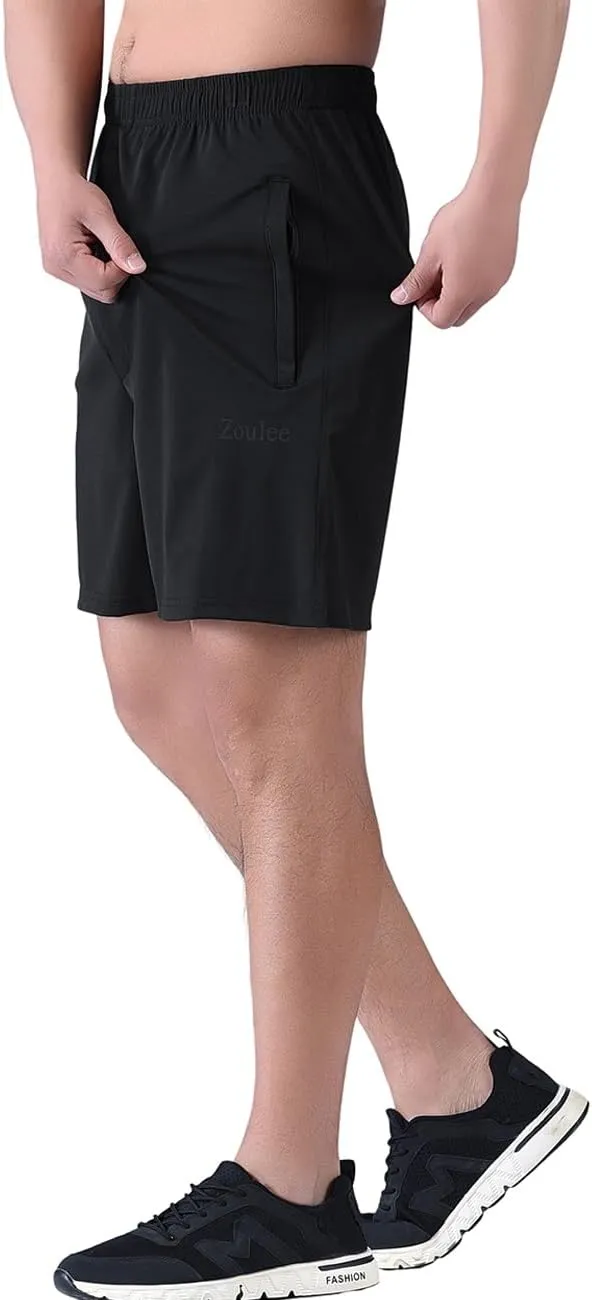 Zoulee Men's Lightweight Athletic Shorts Quick Dry Workout Sports Shorts 7"/ 5"/ 9" with Front Fly
