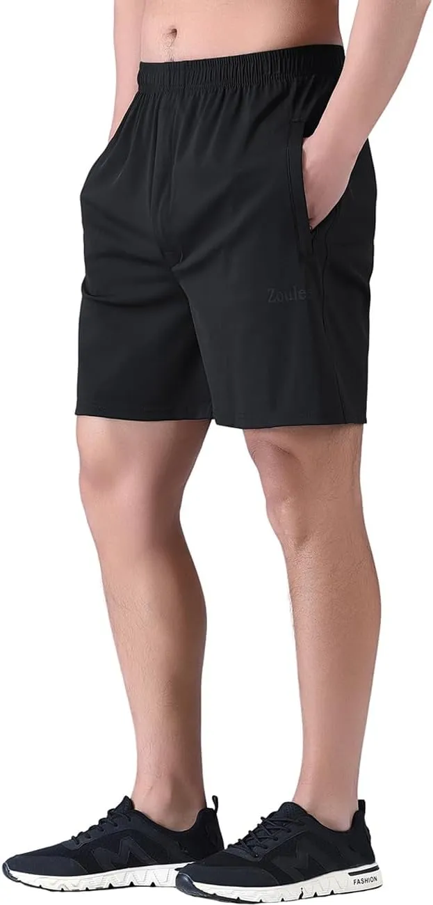 Zoulee Men's Lightweight Athletic Shorts Quick Dry Workout Sports Shorts 7"/ 5"/ 9" with Front Fly